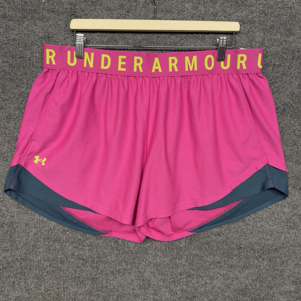 Under Armour Shorts Women Size 2X Rebel Pink Athletic Gym Active Loose Pockets